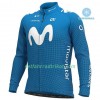 Radbekleidung Radtrikot Langarm + Lang Trägerhose 2020 Movistar Team Winter Thermal Fleece N001
